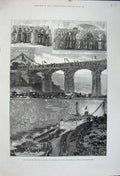 Old Antique Print 1880 Spa Buildings Scarborough Lord Mayor London Bridge 19th