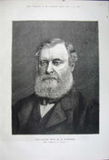Old Antique Print 1880 Portrait Hon. Forster Chief Secretary Ireland Man 19th