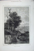 Old Antique Print Fine Art 1880 Country Scene July Summer Trees Montbard 19th