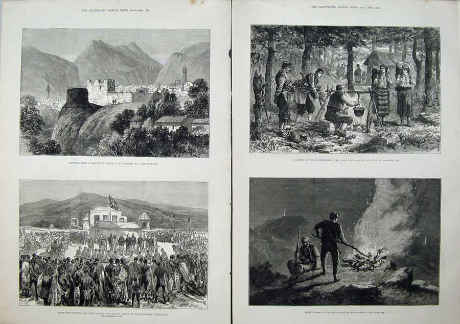 Old Antique Print 1880 Antivari Transvaal War Montenegro Mountains Art 19th