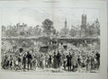 Original Old Antique Print 1880 Sunday School Festival Lambeth Palace Children