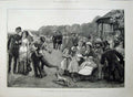 Original Old Antique Print 1880 Fine Art Music Band Regent'S Park Children Dog