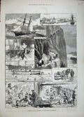 Old Antique Print 1881Ship Cruise Naval Volunteer Army Norway Christiania 19th