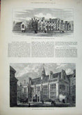 Original Old Antique Print 1881 Ridley Hall Cambridge Examination School Oxford