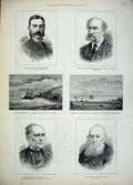 Old Antique Print 1881 Elliot Macdonnell Ship Cornwall Bennett Gould Men 19th
