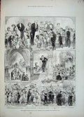 Old Antique Print 1881 Mayor'S Childrens Ball Townhall Manchester Party 19th