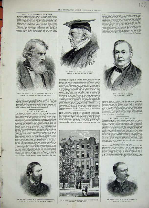 Old Antique Print 1881 Commons Rendel Slagg Mechi Johnson Bullock-Marsham 19th