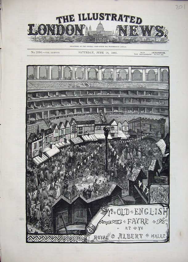 Original Old Antique Print 1881 Fine Art Ye English Fayre Royal Albert Hall