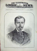 Original Old Antique Print 1881 Portrait Duke Albany Prince Leop 19th