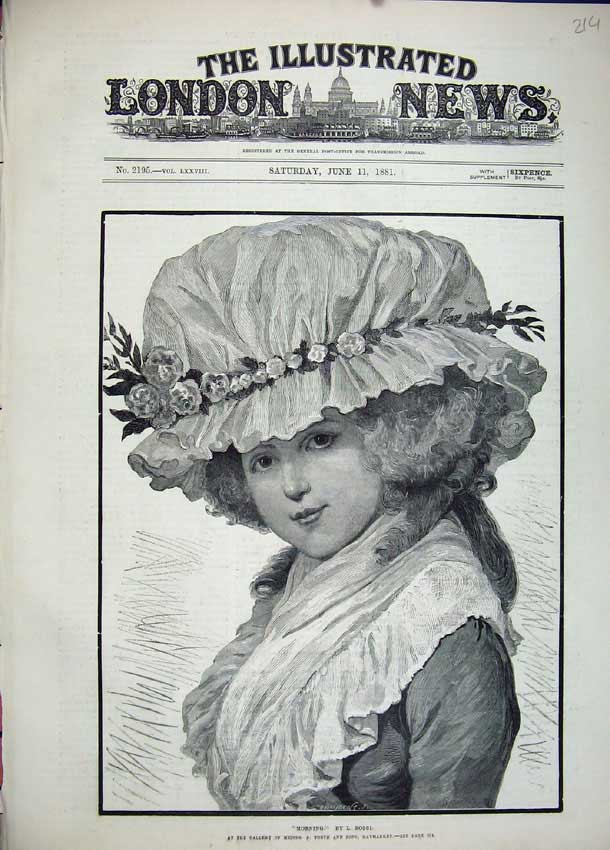 Old Antique Print 1881 Young Girl Bonnet Hat Gallery Haymarket Tooth Art 19th