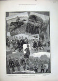 Original Old Antique Print 1881 Berkshire Yeomanry Army Siers Horses Woodville