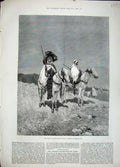 Old Antique Print 1881 French Expedition Tunis Outpost Men Rifles Horses 19th