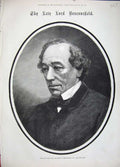 Original Old Antique Print 1881 Portrait Lord Earl Beaconsfield Fine Art Man