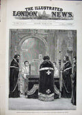 Old Antique Print 1881 Memorial Service Emperor Russia Church Bayswater 19th