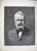 Old Antique Print 1881 Fine Art Portrait Victor Hugo French Lyric Romance 19th