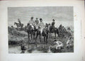 Original Old Antique Print 1881 Fine Art Woodville Stag Hunting Men Sport Deer