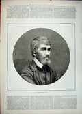 Original Old Antique Print 1881 Portrait Late Thomas Carlyle Man Author 19th