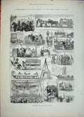Old Antique Print 1881 Salvation Army Barnsley Rullymen Horse Cart Miners 19th