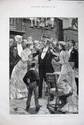 Old Antique Print 1881 Woodville Art Crowning Man Hero Celebration Party 19th