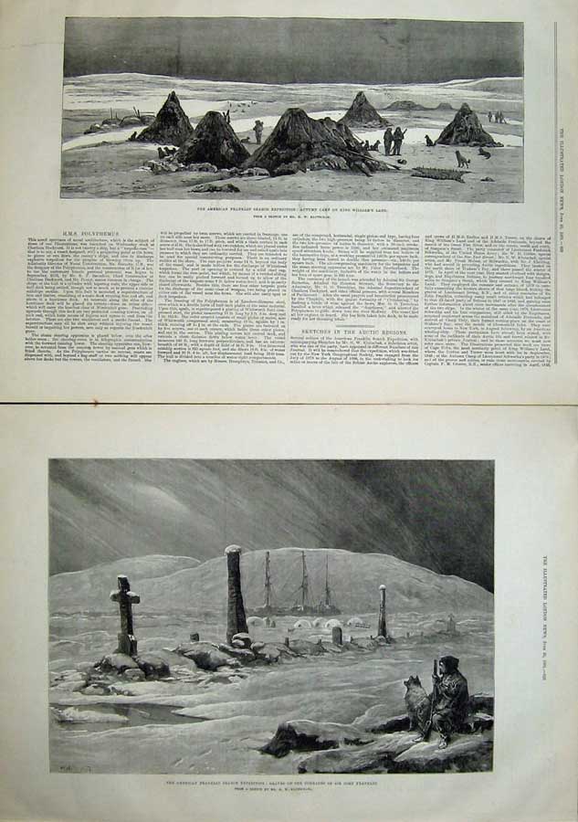 Old Antique Print 1881 American Franklin Graves King Williams Land Camp 19th