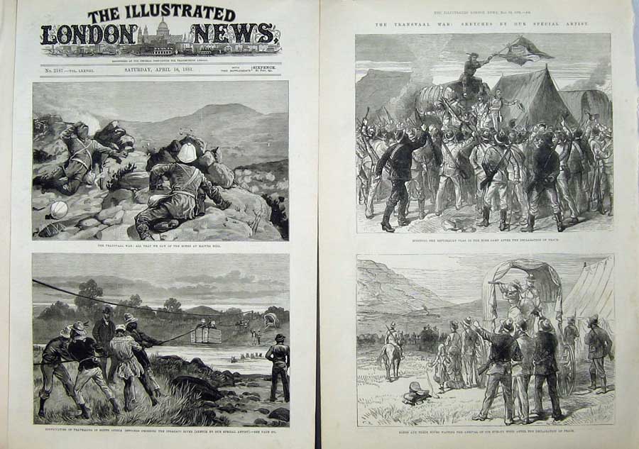 Old Antique Print 1881 Transvaal War Boear Majuba Hill Africa Ingagani 19th