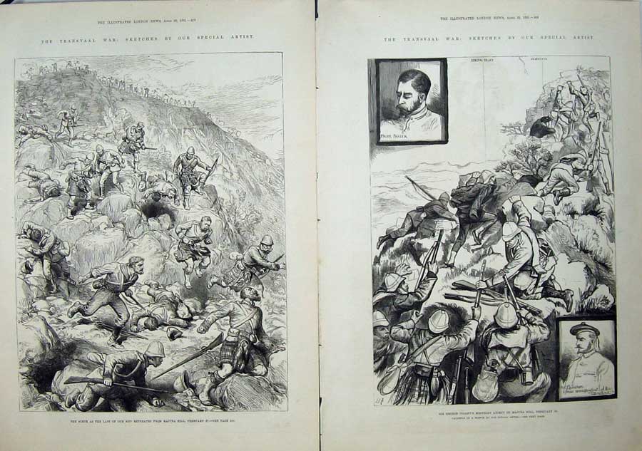 Original Old Antique Print Transvaal War 1881 Majuba Hill George Colley Fraser