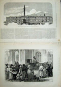 Antique Old Print Winter Palace Petersburg Russia 1881 People Horse Coach 19th