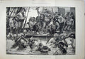 Original Old Antique Print 1881 Games Costumes Siers Ship Flying Squadron Art
