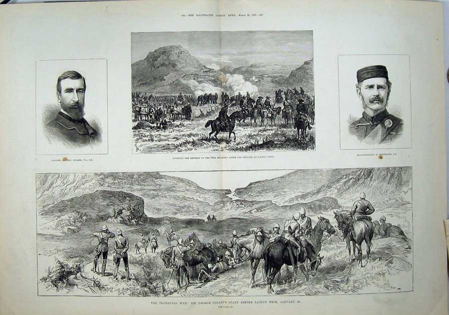 Old Antique Print Transvaal War 1881 George Colley Army Laing'S Buller 19th