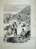 Original Old Antique Print 1881 Transvaal War Siers Laing'S Neck Army Horses