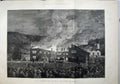 Original Old Antique Print 1881 Fire Lanhydrock House Lord Robartes Bodmin Art