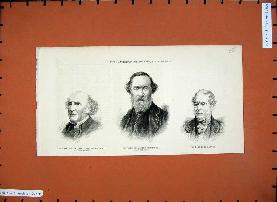 Old Antique Print 1881 Rev Lloyd Provost Trinity Elmore Lord Camoys Men 19th
