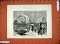 Old Antique Print 1881 Fleet Street Snowstorm Horse Carriage People Art 19th