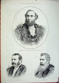 Old Antique Print 1881 Alderman Ellis Lord Mayor London Sheriff Ogg Men 19th
