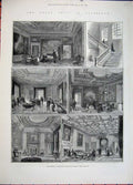 Old Antique Print 1881 Visit Edinburgh Holyrood Palace Throne Room Stairs 19th
