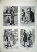 Original Old Antique Print 1881 Zoological Gardens Seal Birds Sheep Dogs Parrot