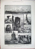 Old Antique Print Colorado 1881 Pike'S Anvil Monument Park Signal House 19th