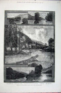 Original Old Antique Print 1881 Cascapediac River Canada Jack Sailor Trees Fine