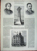 Old Antique Print 1881 Sailors Home Dundee Monument Prince Imperial War 19th
