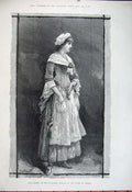Original Old Antique Print 1881 Fine Art Mrs Langtry Haymarket Theatre Conquer
