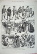 Original Old Antique Print 1881 Smithfield Club Cattle Show Butcher Man Breeder
