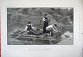 Original Old Antique Print 1881 Trout Fishing Norway River Boat Nets People Art