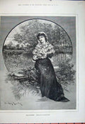 Old Antique Print 1881 Beautiful Young Women Sitting Garden Knowles Art 19th