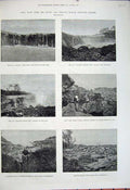 Old Antique Print Volcano 1881 Hawaii Sandwich Islands Lava Hall'S Place 19th