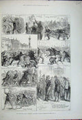 Original Old Antique Print 1881 Irish Land League Agitation Dublin Policemen