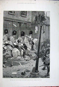 Original Old Antique Print 1881 Woodville Fine Art Scots Greys Horses Limerick