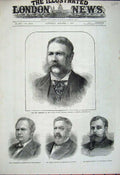Original Old Antique Print 1881 General Chester President Windom Blaine Lincoln