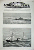 Original Old Antique Print 1881 Cape Agulhas Africa Steam Ship Teuton Table Bay