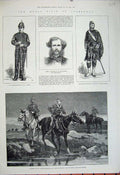 Old Antique Print Edinburgh 1881 Border Rifles Roxburgh Army Forfar Kilt 19th