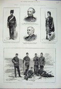 Old Antique Print 1881 Scottish Ta Volunteers Lanarkshire Army War Kilts 19th